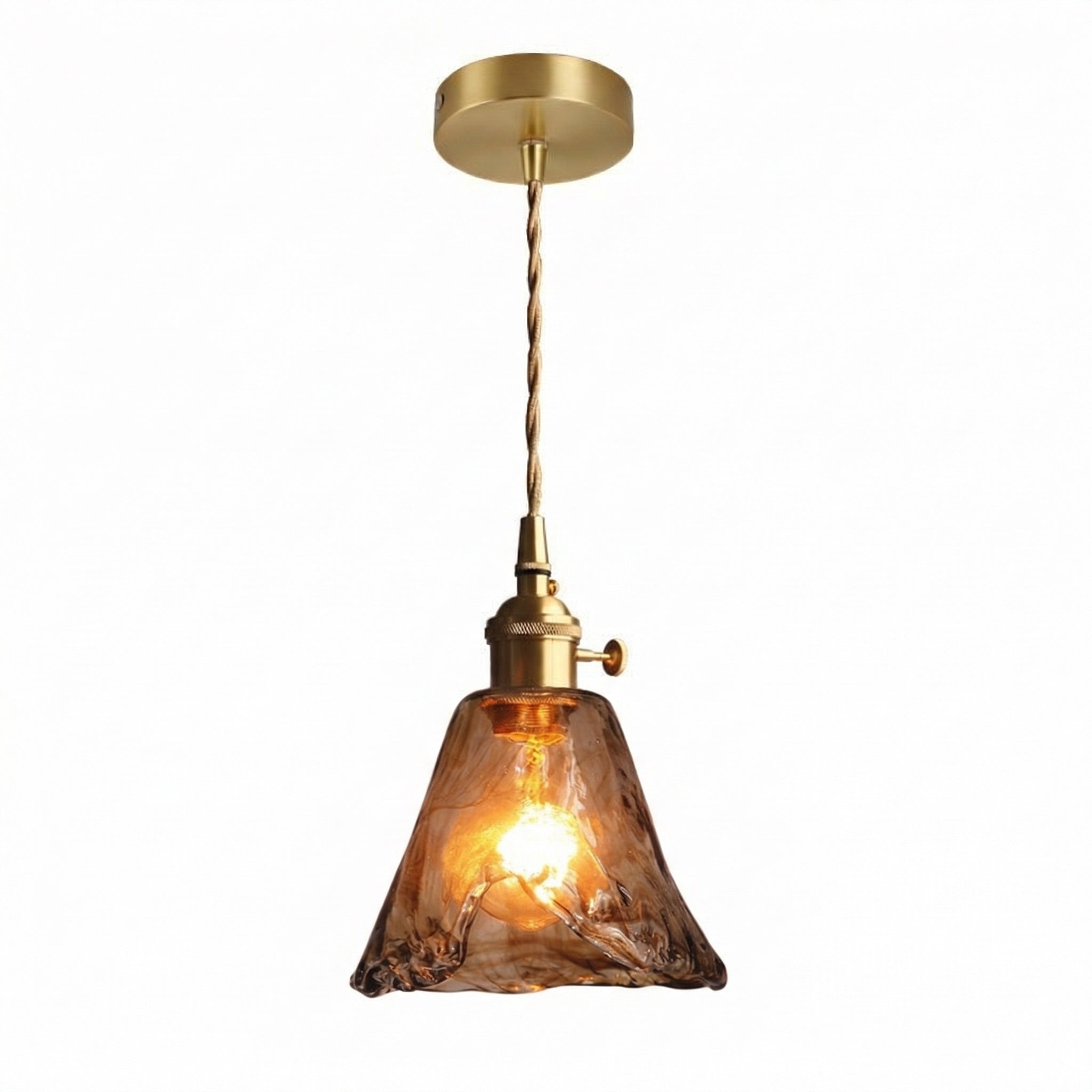 Amelie | Vintage Amber Glass Bell Pendant Light for Kitchen or Dining Room