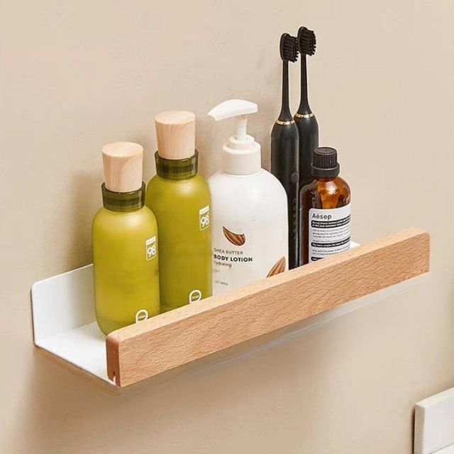 Salome | Rustic Solid Wood Wall Shelf for Bathroom or Hallway
