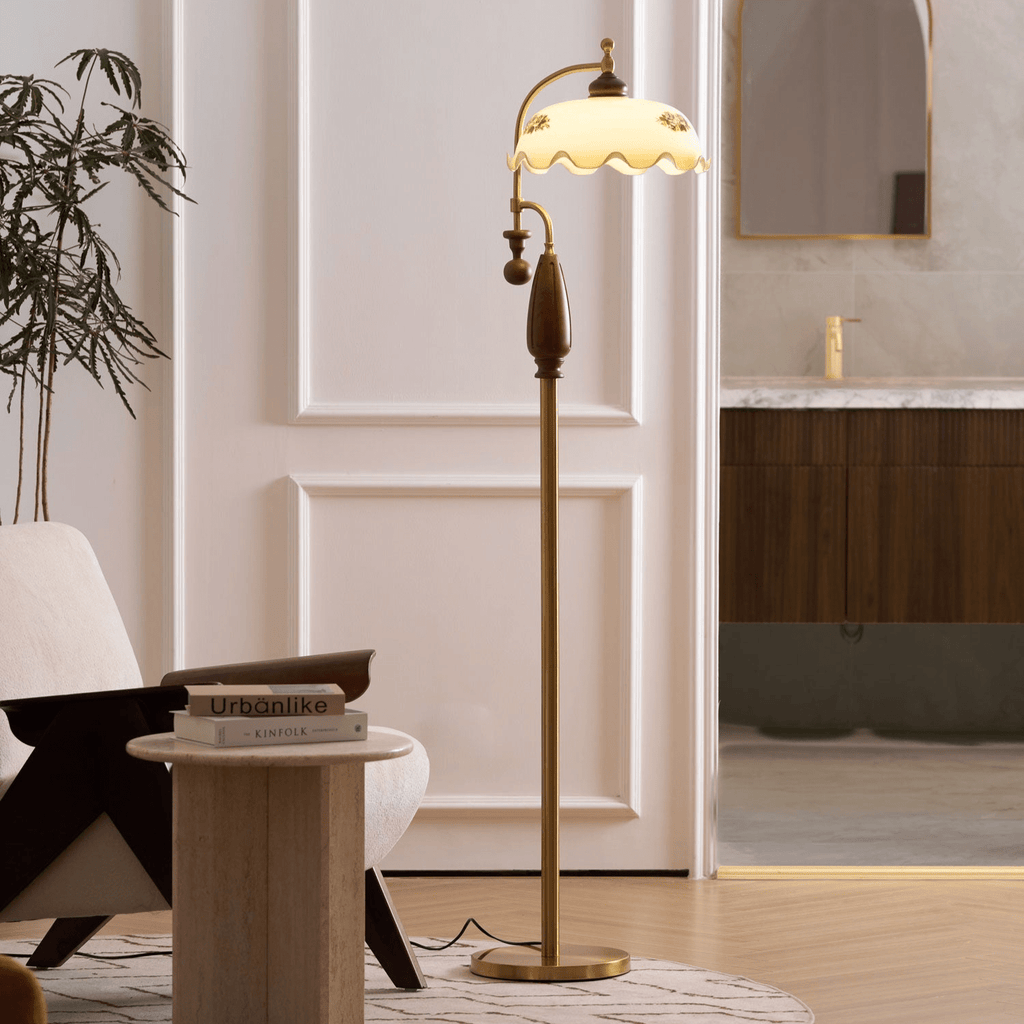 Laurent | Floor Lamp with Frosted Glass and Iron Frame for Living Room