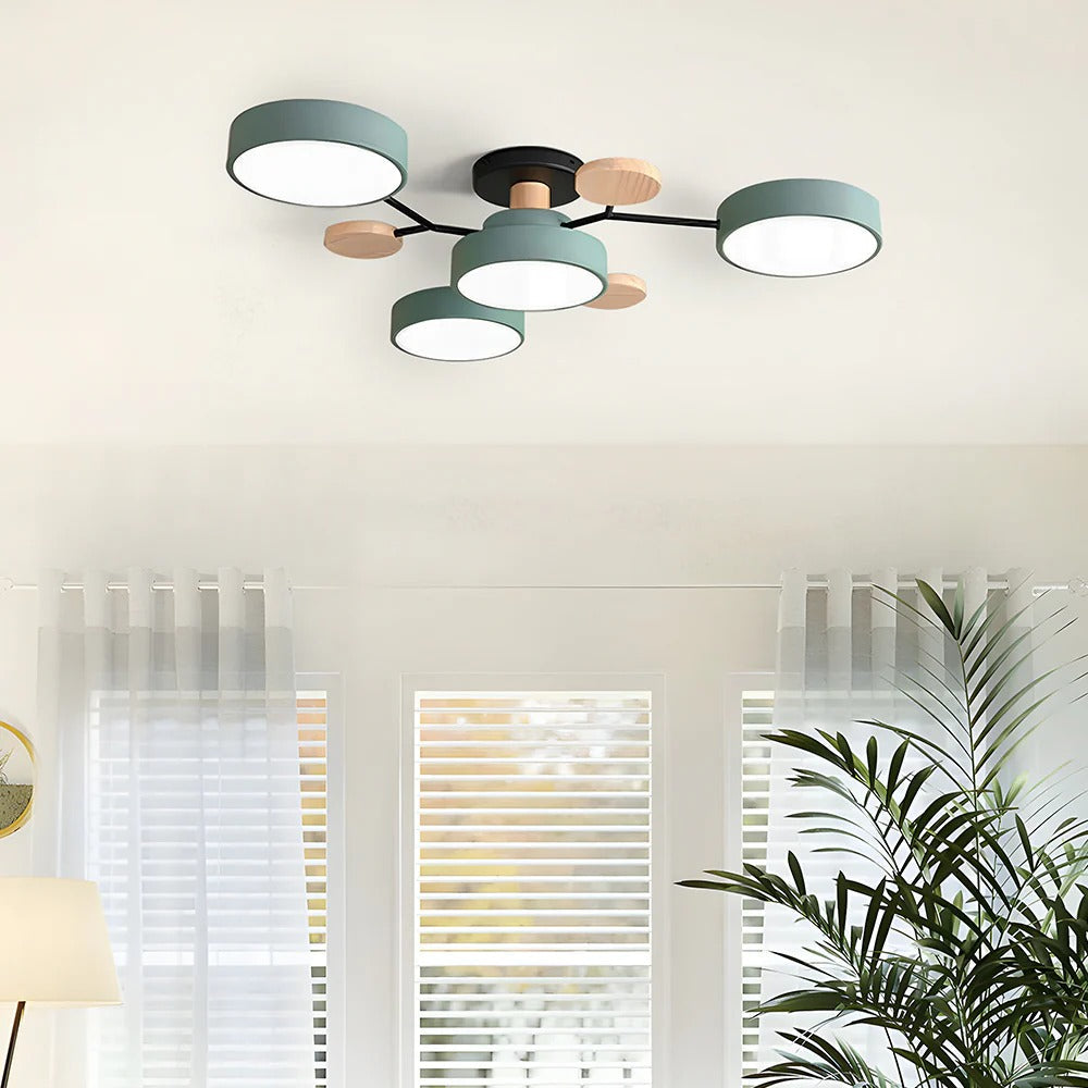 Élise | Contemporary Round LED Semi-Flush Ceiling Light for Living Rooms