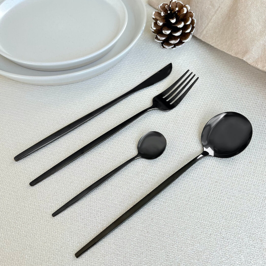 Torben | Stainless Steel Cutlery Set in Matte Black – 24 Piece for Contemporary Dining