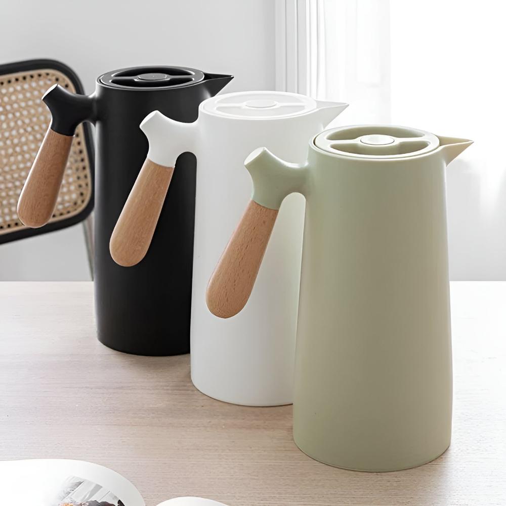 Ingrid | Insulated Thermal Jug with Wooden Handle for Coffee and Tea
