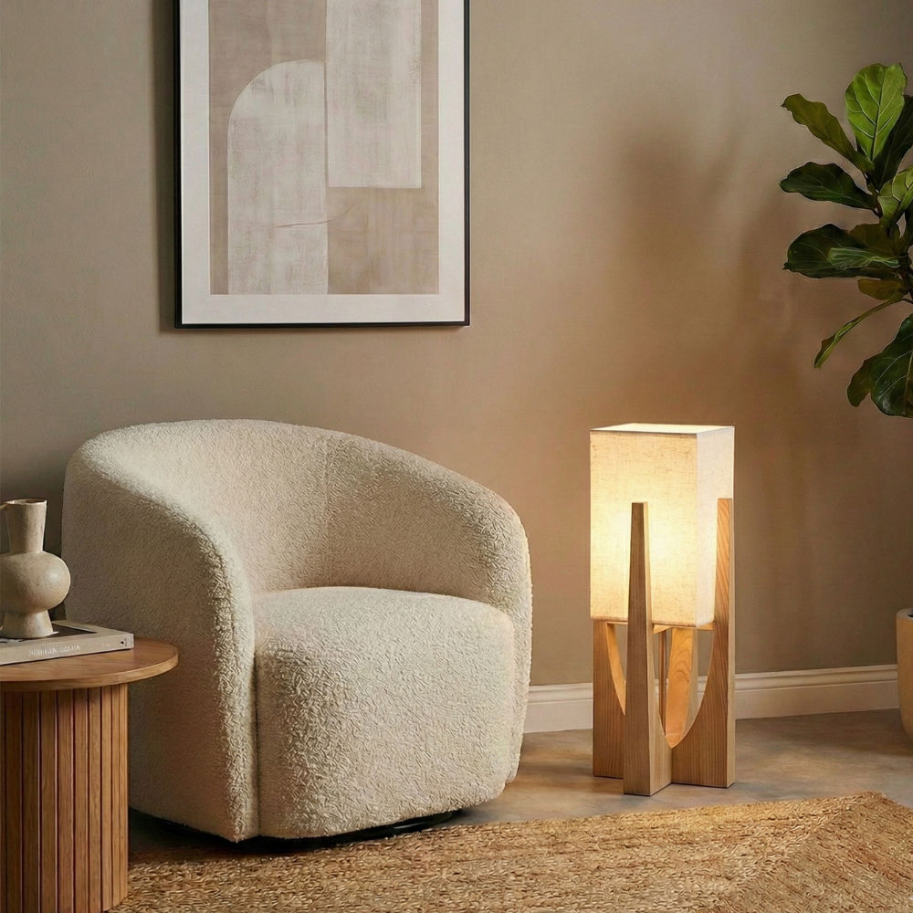 Adrienne | Floor Lamp with Fabric Shade for Living Room