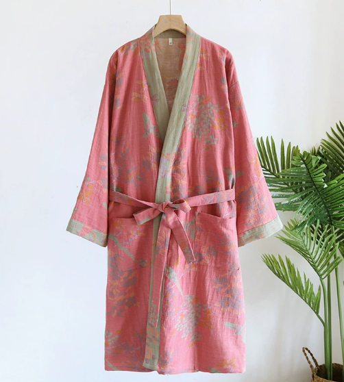 Yvette | Kimono Bathrobe with Floral Motifs for Bedroom