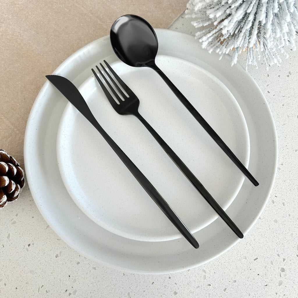 Torben | Stainless Steel Cutlery Set in Matte Black – 24 Piece for Contemporary Dining