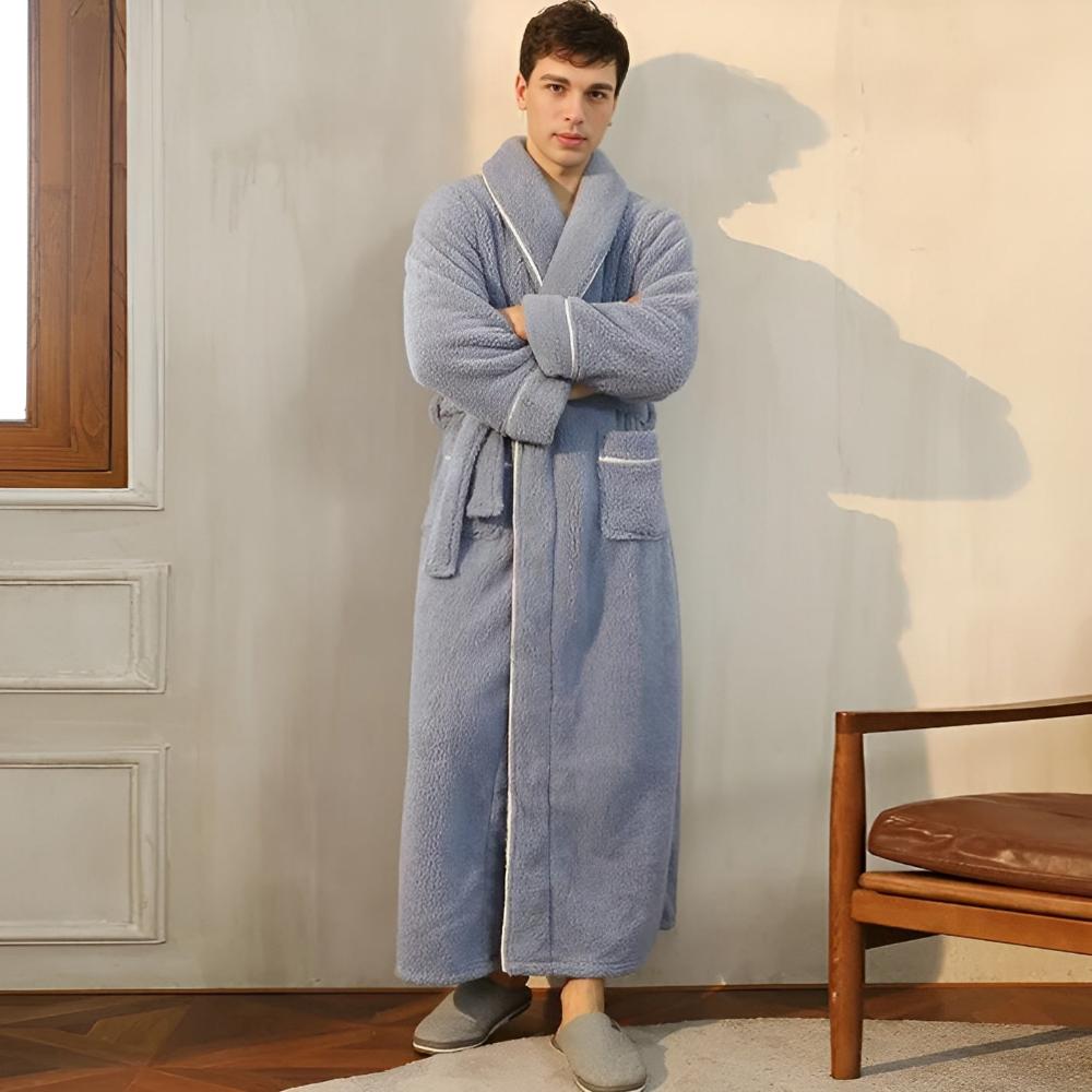 Wilhelmina | Flannel Bathrobe with Shawl Collar for Relaxation