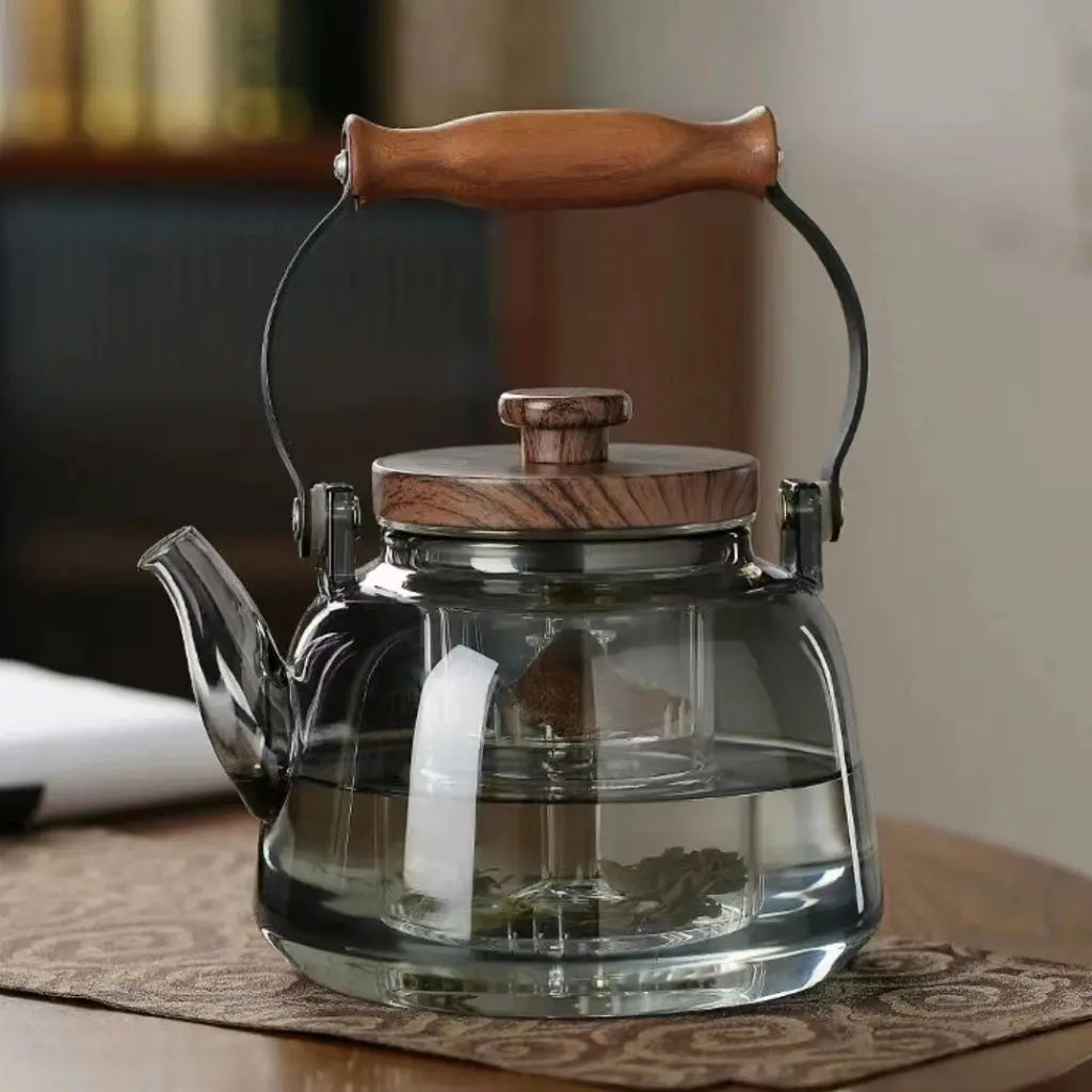 Anders | Glass Teapot with Infuser and Wooden Handle for Kitchen