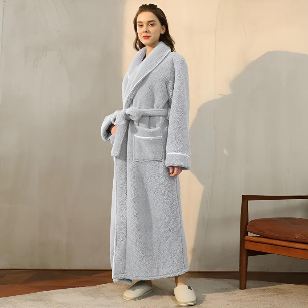 Wilhelmina | Flannel Bathrobe with Shawl Collar for Relaxation
