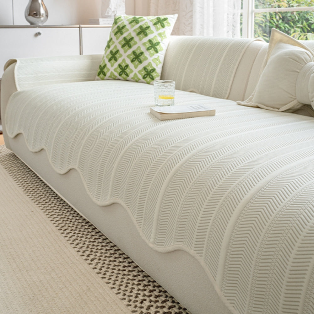 Bellamy | Edge Sofa Cover with Herringbone Scallop Detail