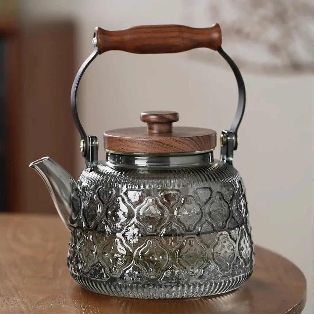 Anders | Glass Teapot with Infuser and Wooden Handle for Kitchen