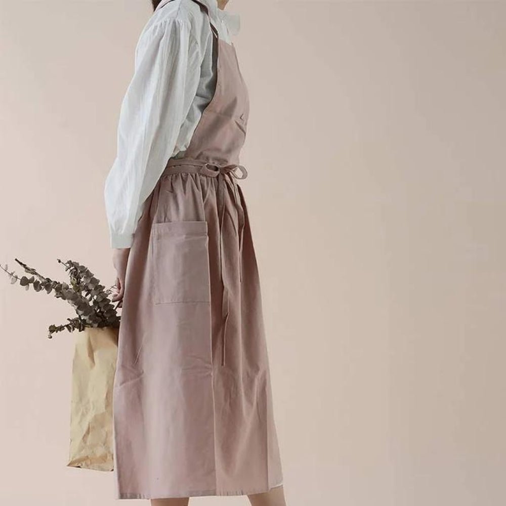 Leandro | Cross-Back Cotton Kitchen Dress with Pockets for Cooking and Baking