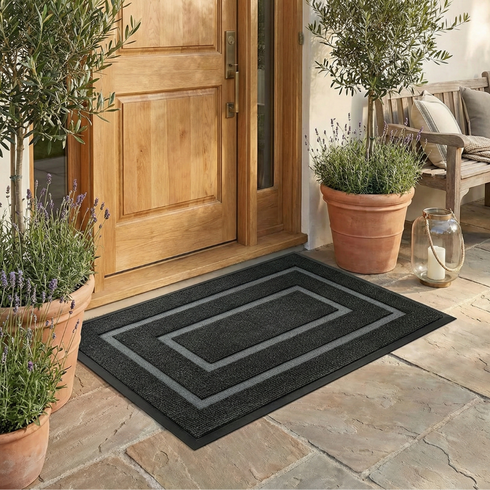 Estelle | Curved Thread Line Rug with Non-Slip Rubber Backing