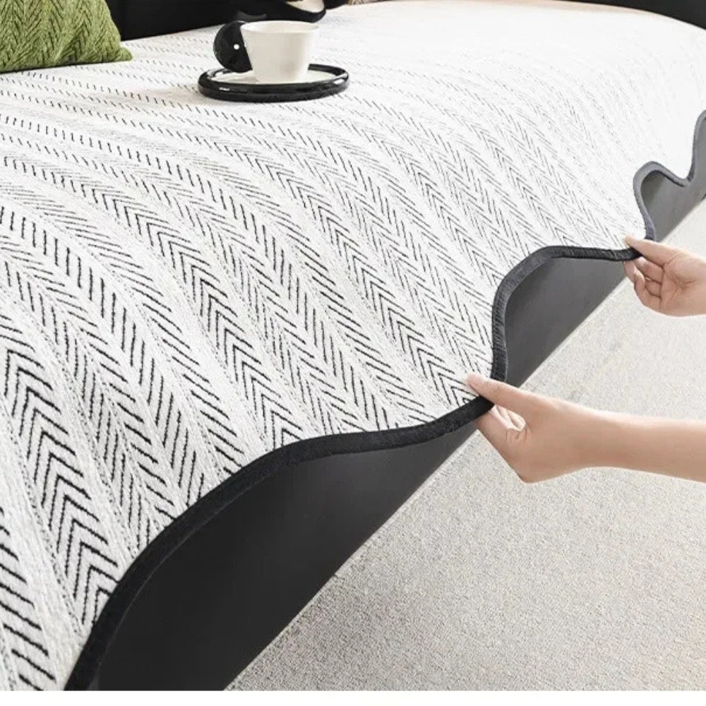 Bellamy | Edge Sofa Cover with Herringbone Scallop Detail