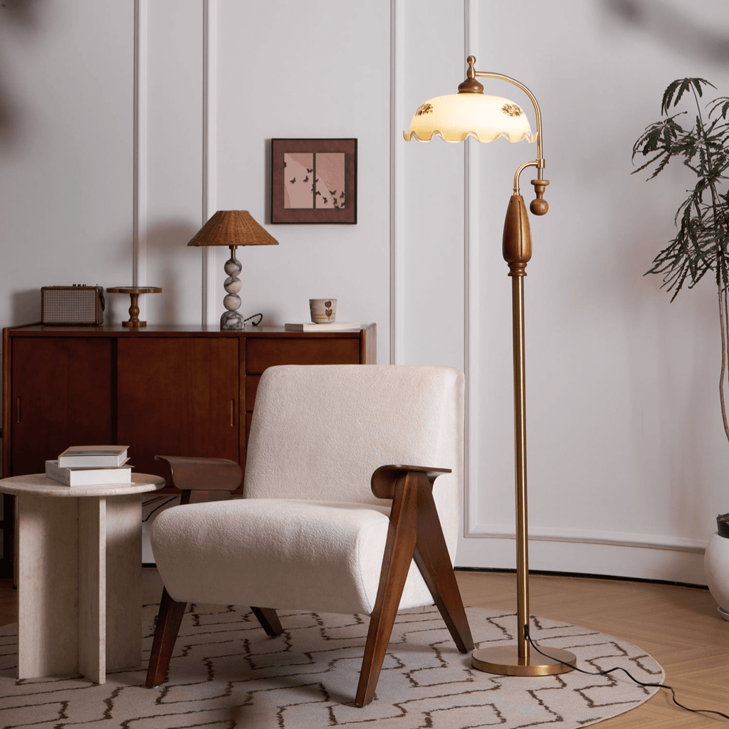 Laurent | Floor Lamp with Frosted Glass and Iron Frame for Living Room