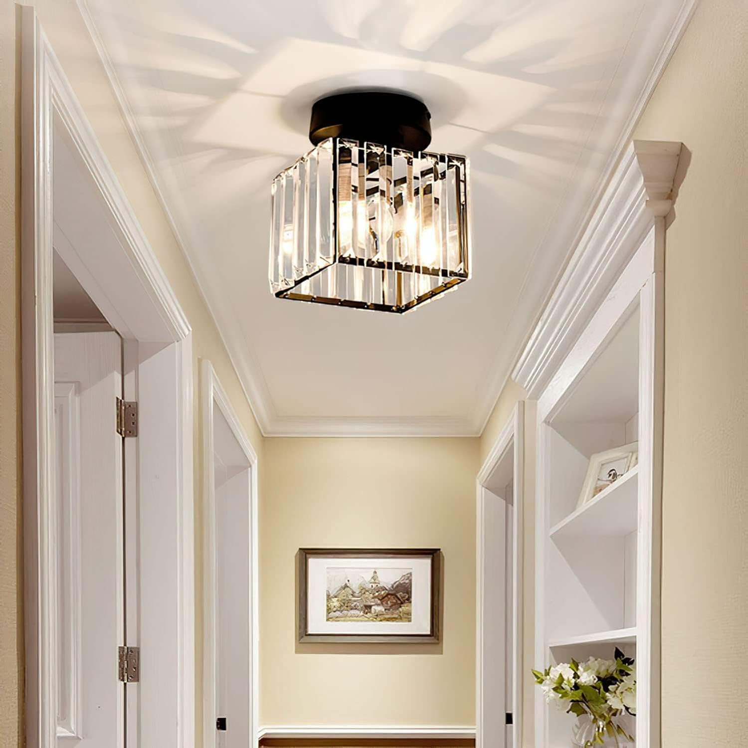 Adrien | Flush Mount Ceiling Light with Crystal Shade for Hallway