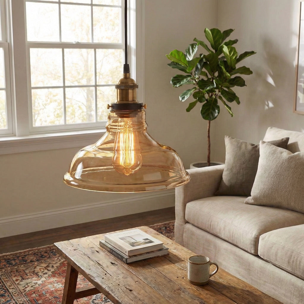 Léon | Vintage Glass Pendant Light for Kitchen or Dining Room