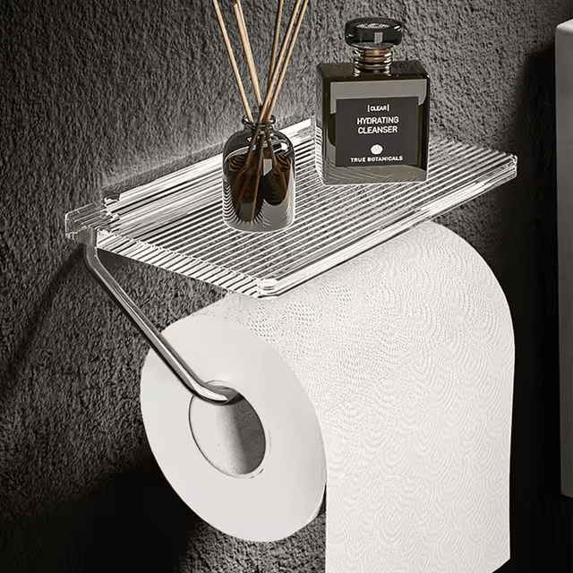 Karin | Wall-Mounted Toilet Paper Holder with Integrated Shelf for Bathroom