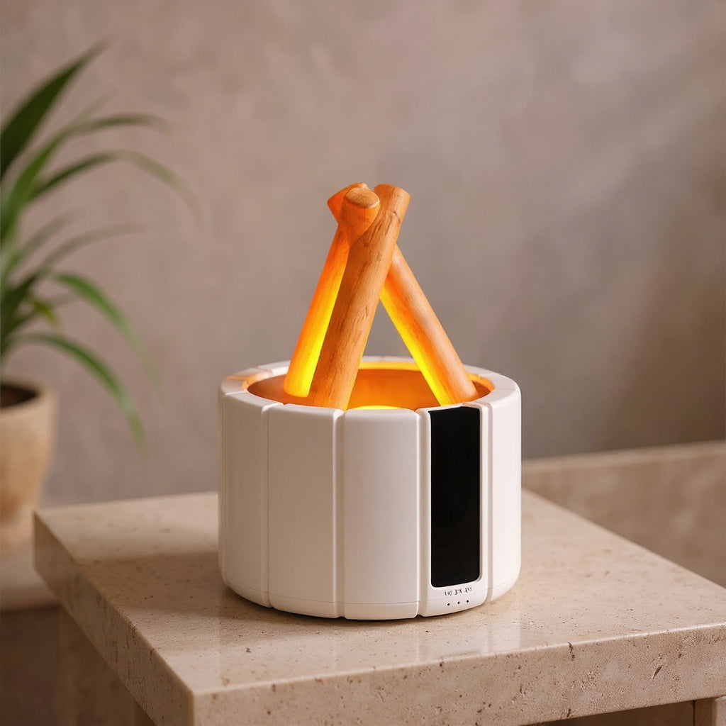 Bruno | Flame Effect Humidifier Lamp for Bedside or Living Room