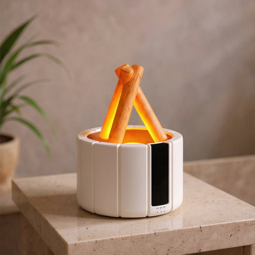 Bruno | Flame Effect Humidifier Lamp for Bedside or Living Room