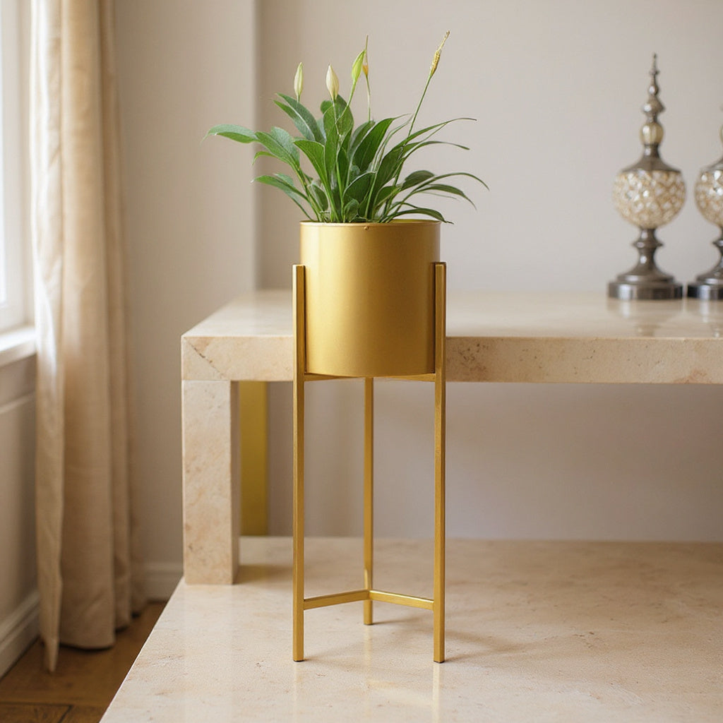 Damien | Tall Indoor Plant Stand in Gold Finish