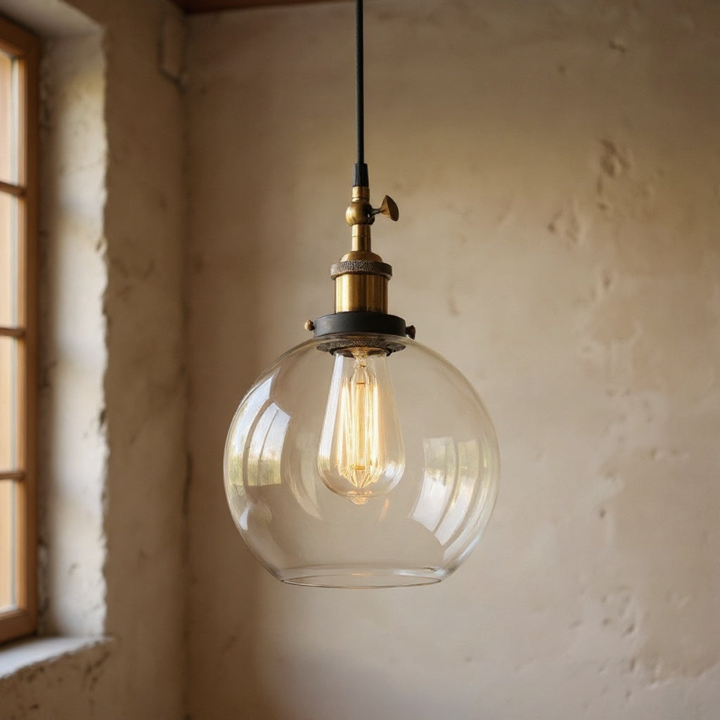 Léonie | Vintage Globe Glass Pendant Light for Kitchen or Dining