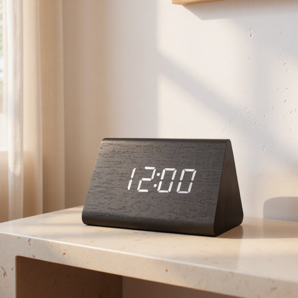 Kasper | Digital Alarm Clock for Bedroom in Modern Wood Finish