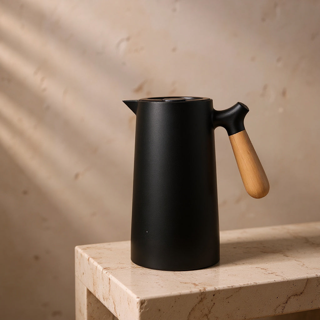 Ingrid | Insulated Thermal Jug with Wooden Handle for Coffee and Tea