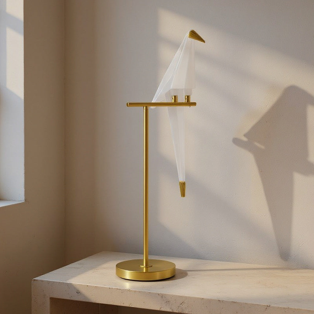 Vivienne | Bird Shape Bedside Lamp in Gold for Bedroom or Living Room