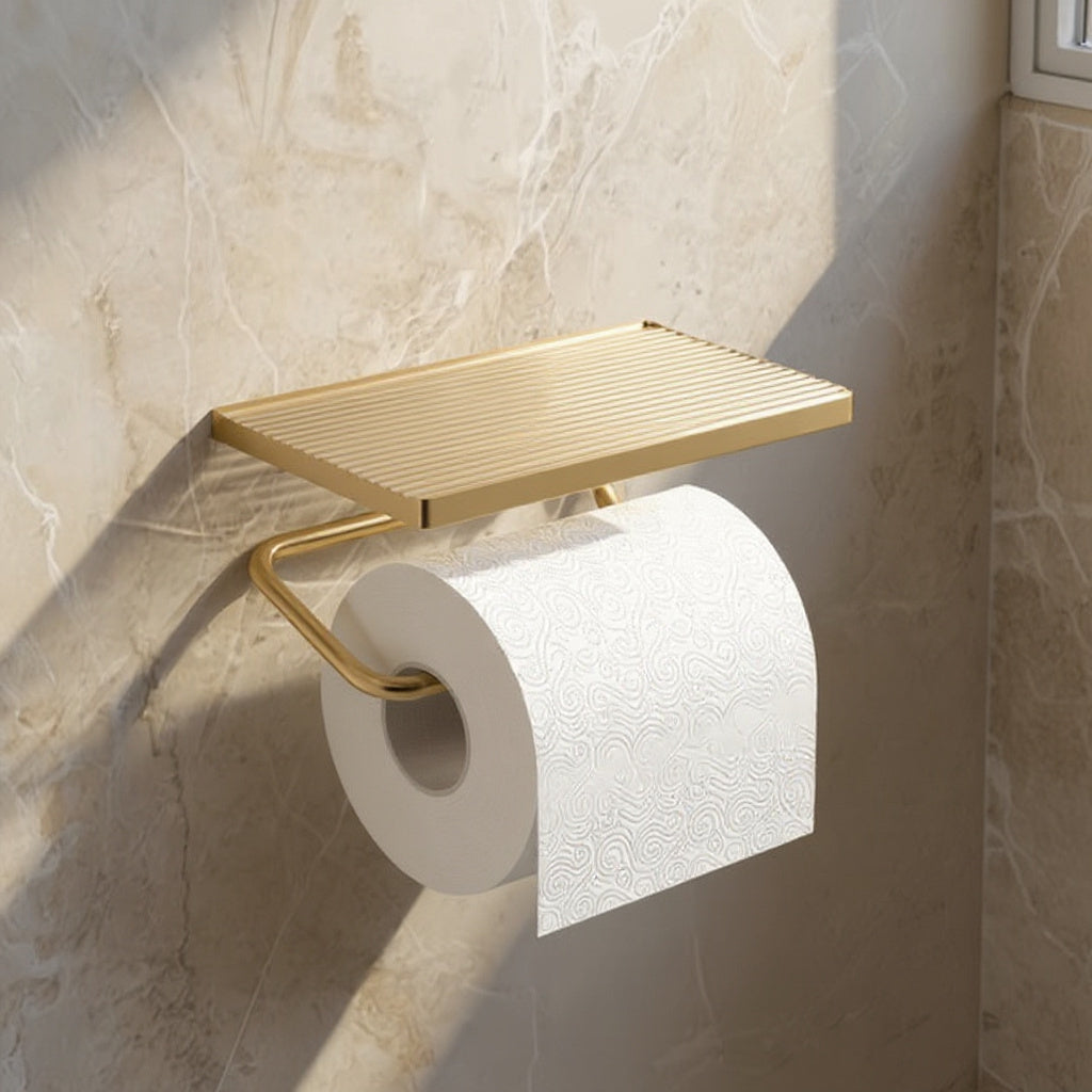 Karin | Wall-Mounted Toilet Paper Holder with Integrated Shelf for Bathroom
