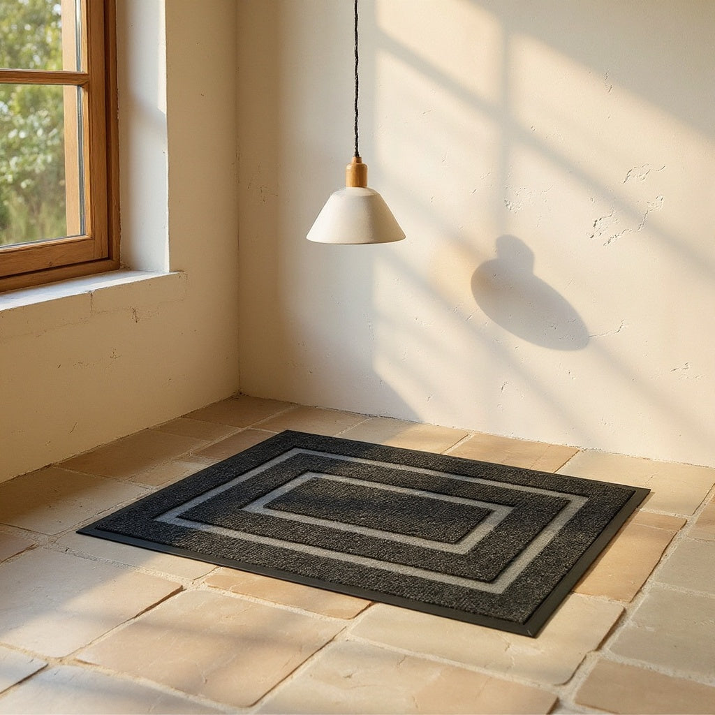 Estelle | Curved Thread Line Rug with Non-Slip Rubber Backing