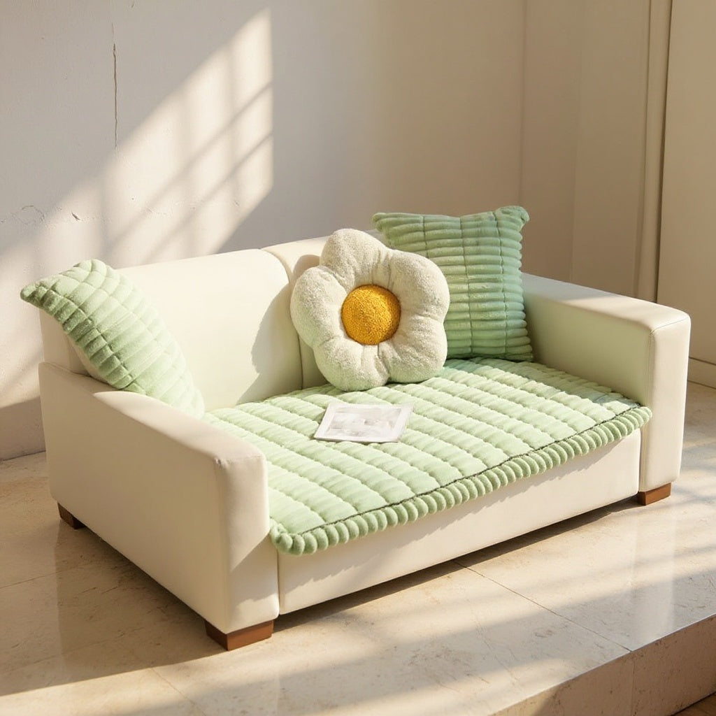 Aurelia | Soft Sofa Cover with Plush Pleated Edges for Living Room