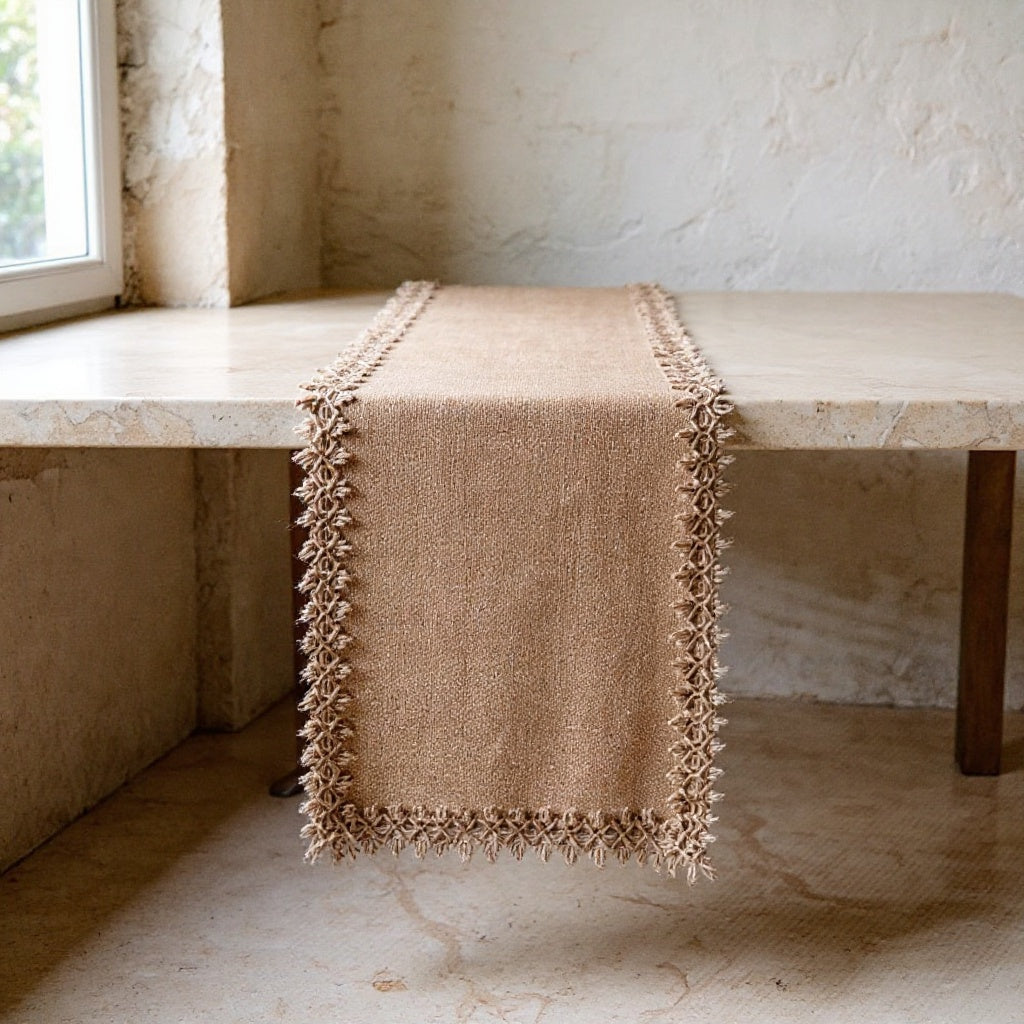 Léonie | Jute Table Runner for Kitchen or Dining Room