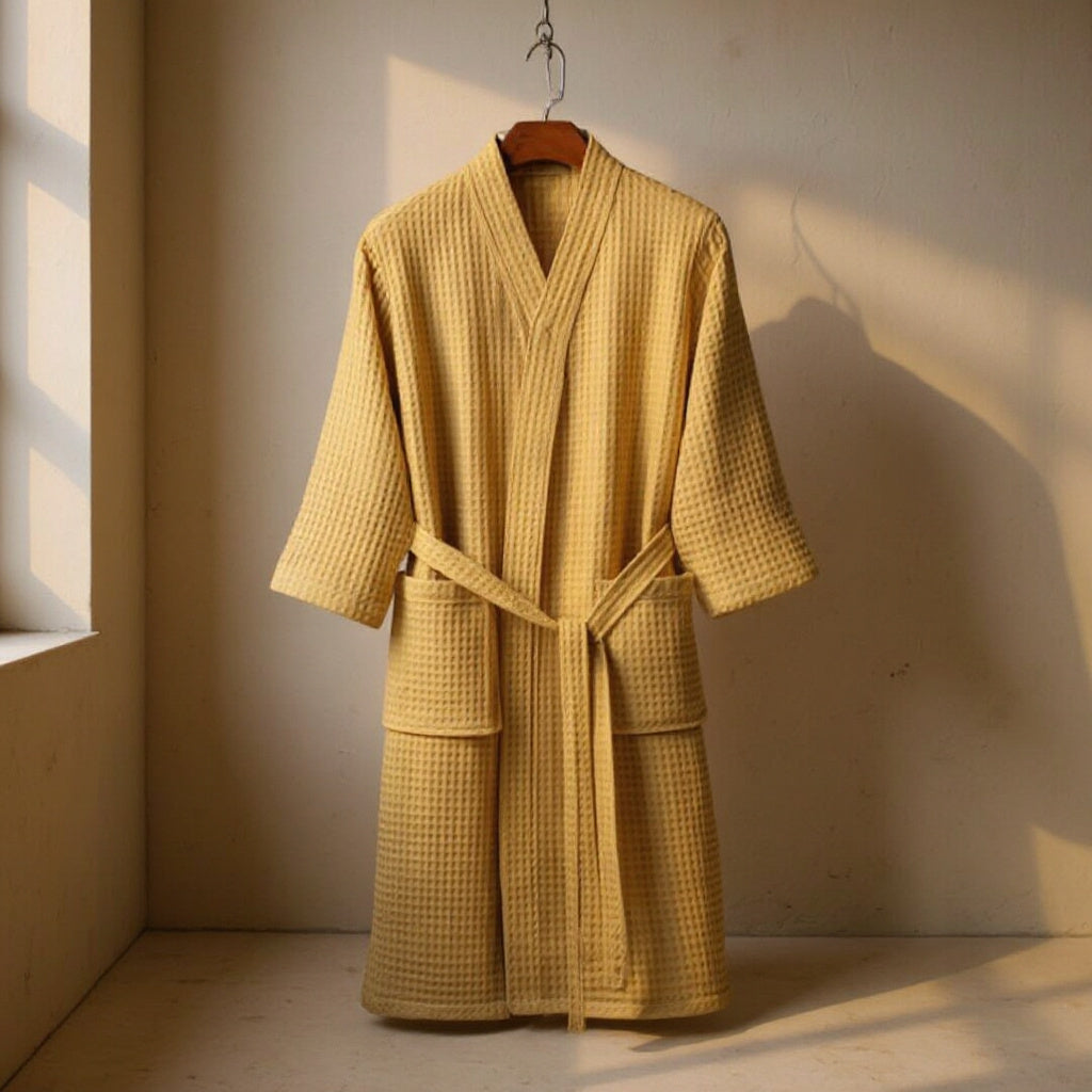 Roxane | Cotton Waffle Bathrobe with Lightweight V-Neck