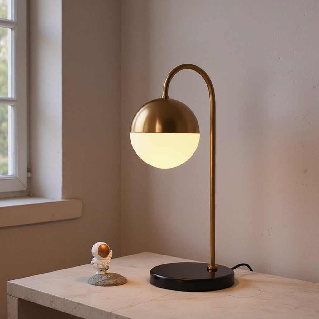 Cedric | Curved Arm Globe Table Lamps for Bedroom