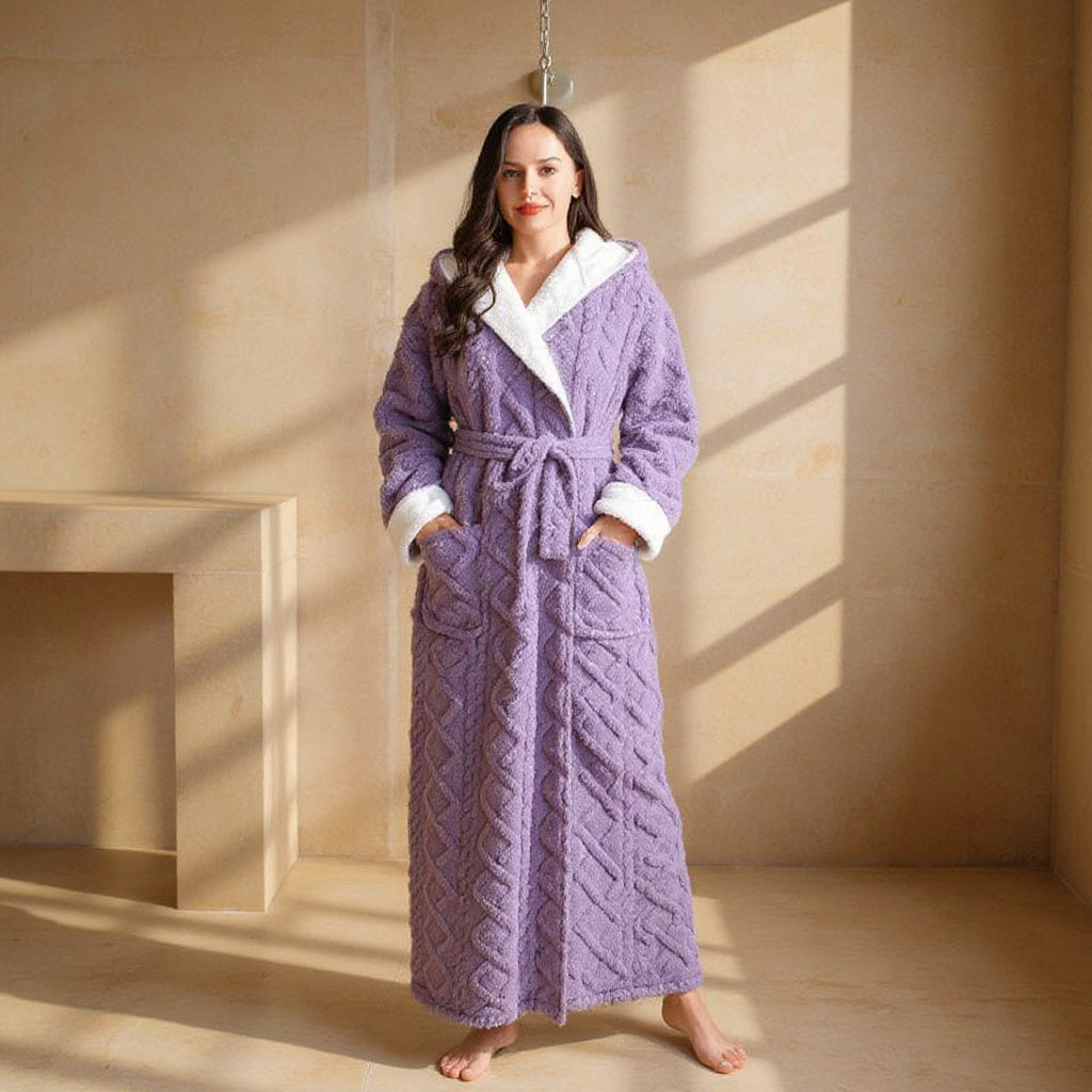 Gregoire | Hooded Knit Bathrobe with Two Front Pockets for Bedroom