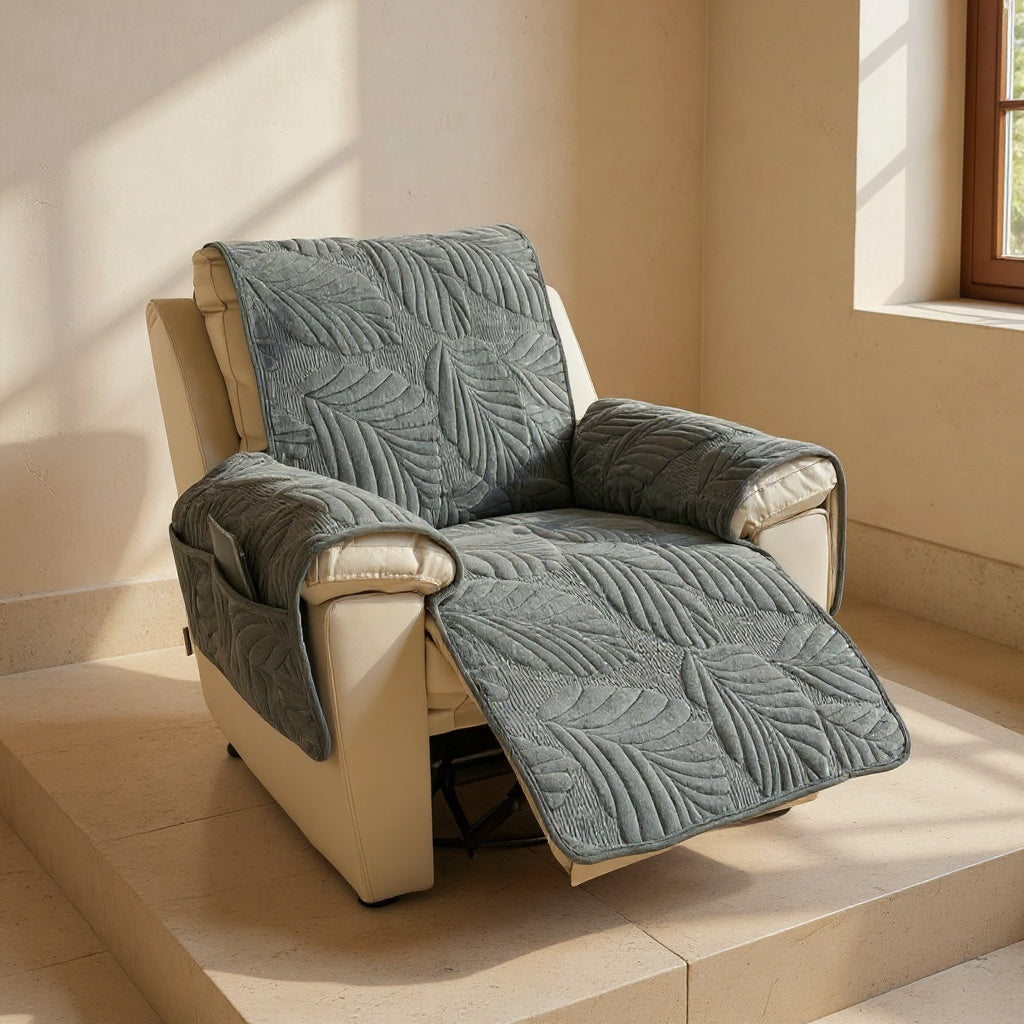 Elara | Recliner Cover with Verdant Leaf Pattern for Living Rooms