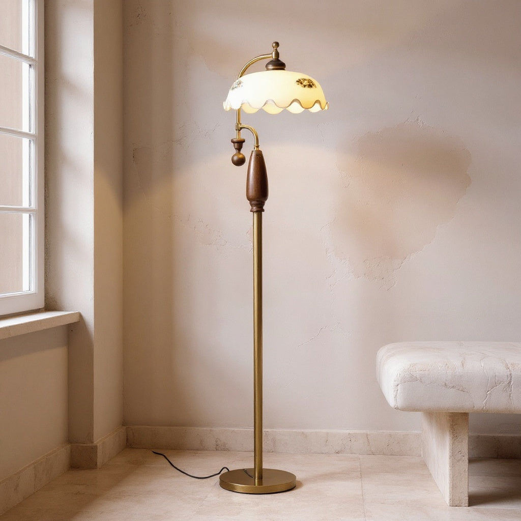 Laurent | Floor Lamp with Frosted Glass and Iron Frame for Living Room
