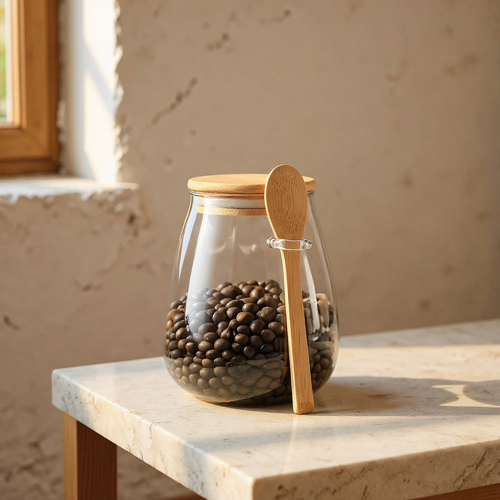 Manon | Glass Storage Jar with Bamboo Lid for Kitchen