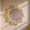 Céleste | Boho Wall Mirror with Wooden Bead Detail