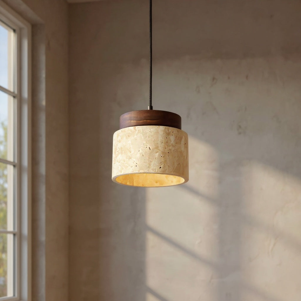 Soren | Cilinder Ceiling Light with Natural Wood Accent