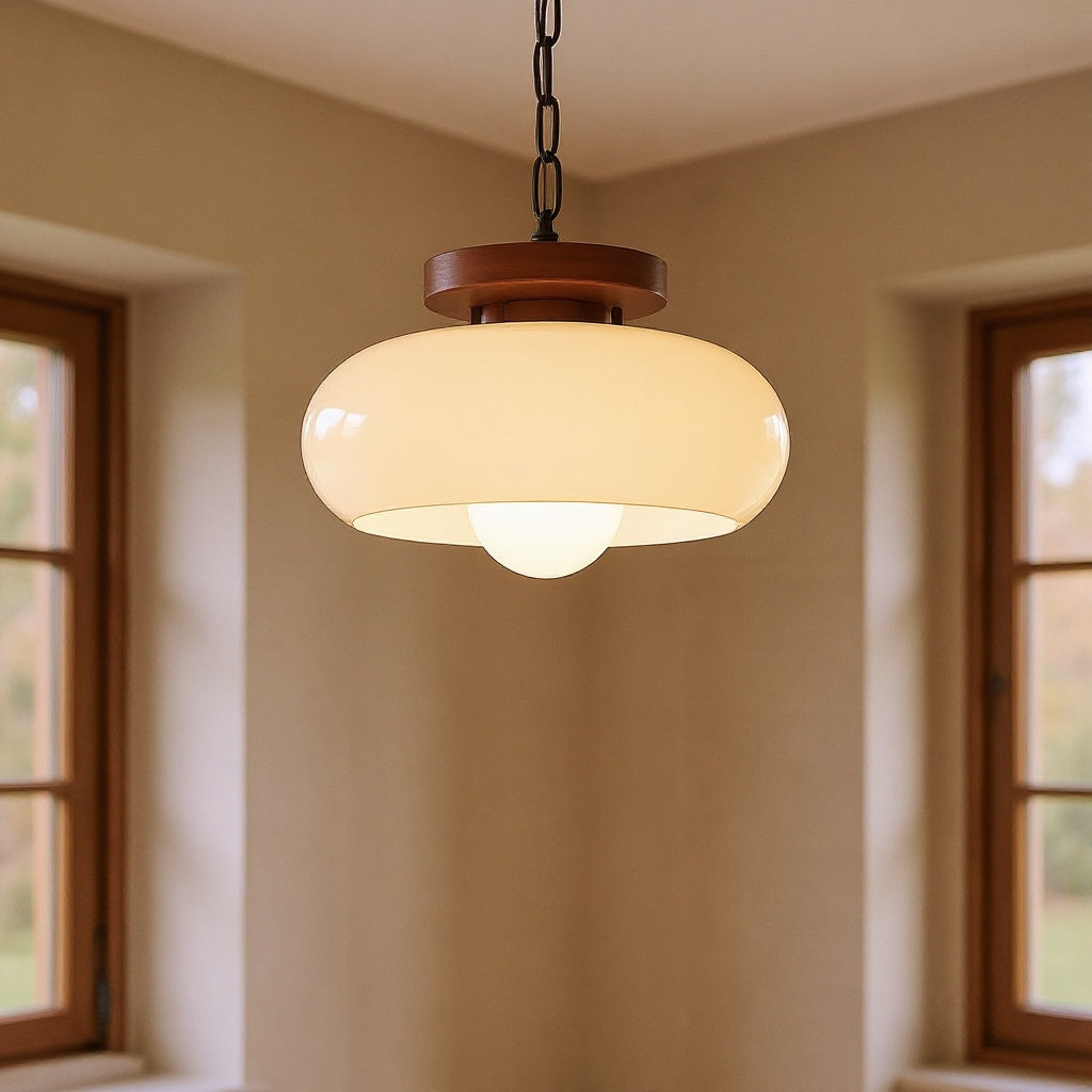 Annika | Cream Glass Ceiling Light in Bauhaus Style