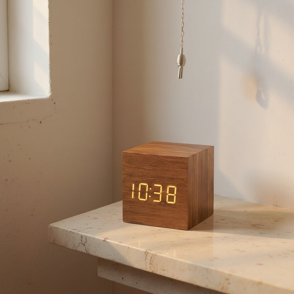Aurelia | Minimalist Sunrise Alarm Clock with LED Display in Wood